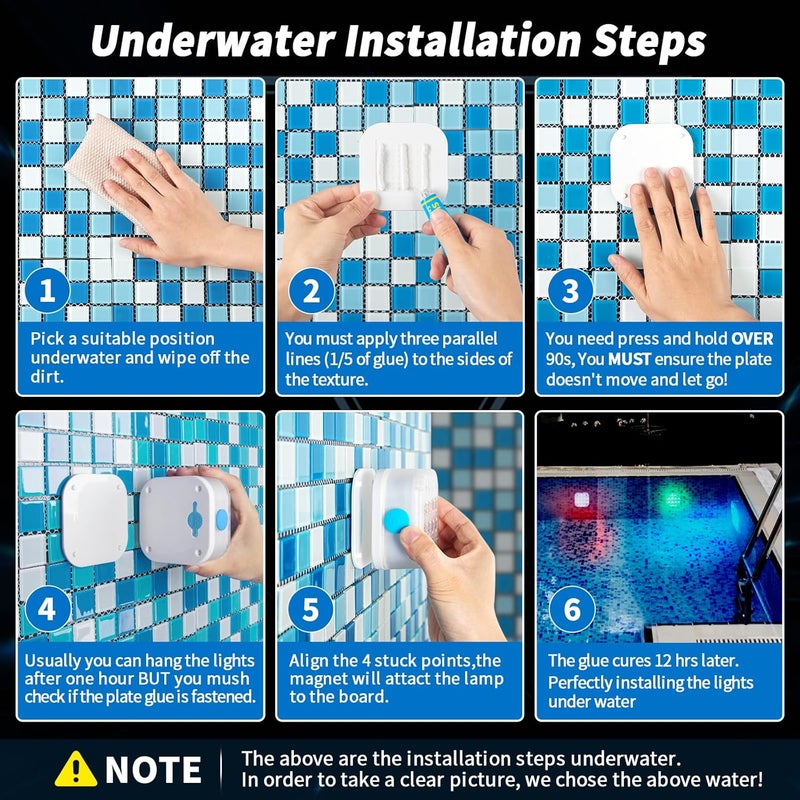 HOMLY Rechargeable Submersible Pool Lights with Remote, Waterproof Underwater Charging Battery Operated Controlled 16 Color Changing LED with Magnet Floating Lights Pool Pond Decoration 4 Pack - Image 2